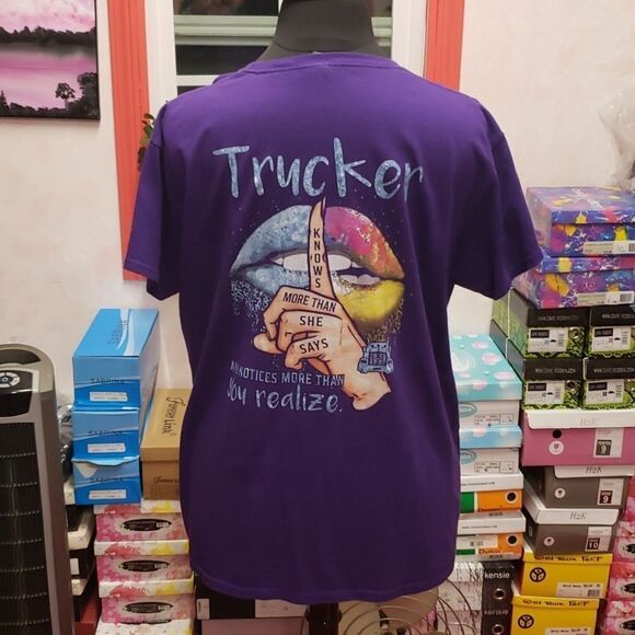 Lady Trucker Purple Graphic Tee EUC sz 2x - Picture 4 of 6